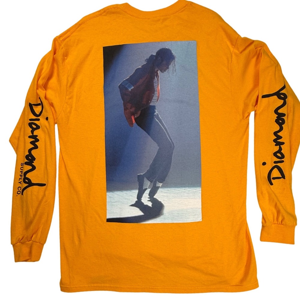 Diamond Supply Co Michael‎ Jackson Long Sleeve Shirt Mens Large Yellow Graphic T